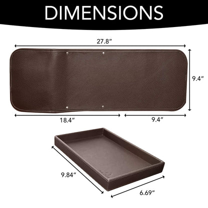 NEATOPA Couch Remote Caddy Control Holder Sofa Organizer with Detachable Wooden Snack Tray for Recliner Mattresses Chair Armrests with 4 Slots - 1 Large Pockets and 3 Small Pockets (Brown)