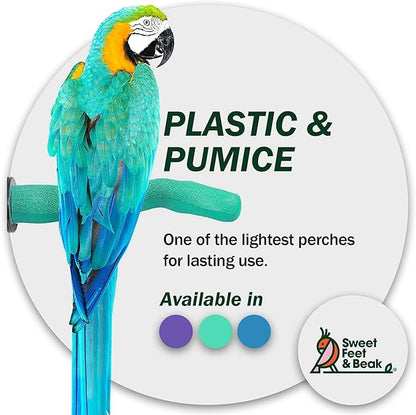 Sweet Feet & Beak Safety Pumice Bird Perch, X-Small 1/2" X 6", Lightweight Grinding Bird Perches for Cage - Bird Nail Trimming Perch for Healthy Beak & Feet - Multi-Size & Color Parrot Stand - Blue