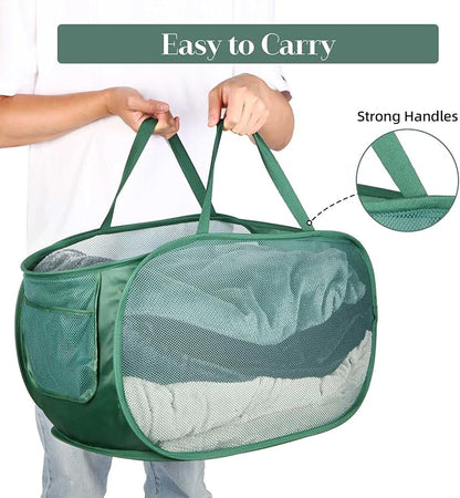 Sturdy Mesh Pop Up Laundry Hamper, Collapsible Laundry Baskets