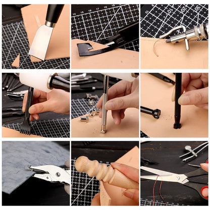 IMZAY 415 PCS Leather Working Kit, Leather Tool Kit, LeatherCrafting Kit for Beginners with Leatherworking Tools Punching Sewing Stamping Sanding Tools for Leathercraft Professional