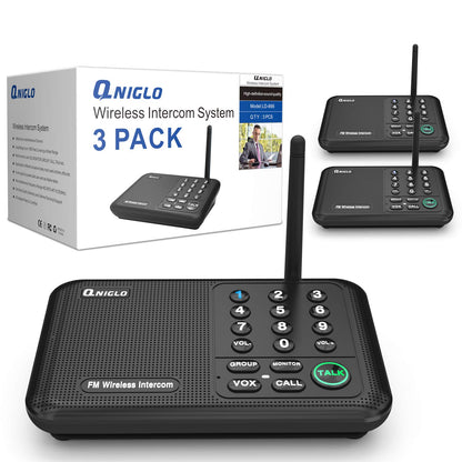 Intercoms Wireless for Home, 5280 Feet Long Range Wireless Intercom System for House, 10 Channels Intercoms System for Business, Room to Room Intercom System with Monitor for Elderly LD666-3P