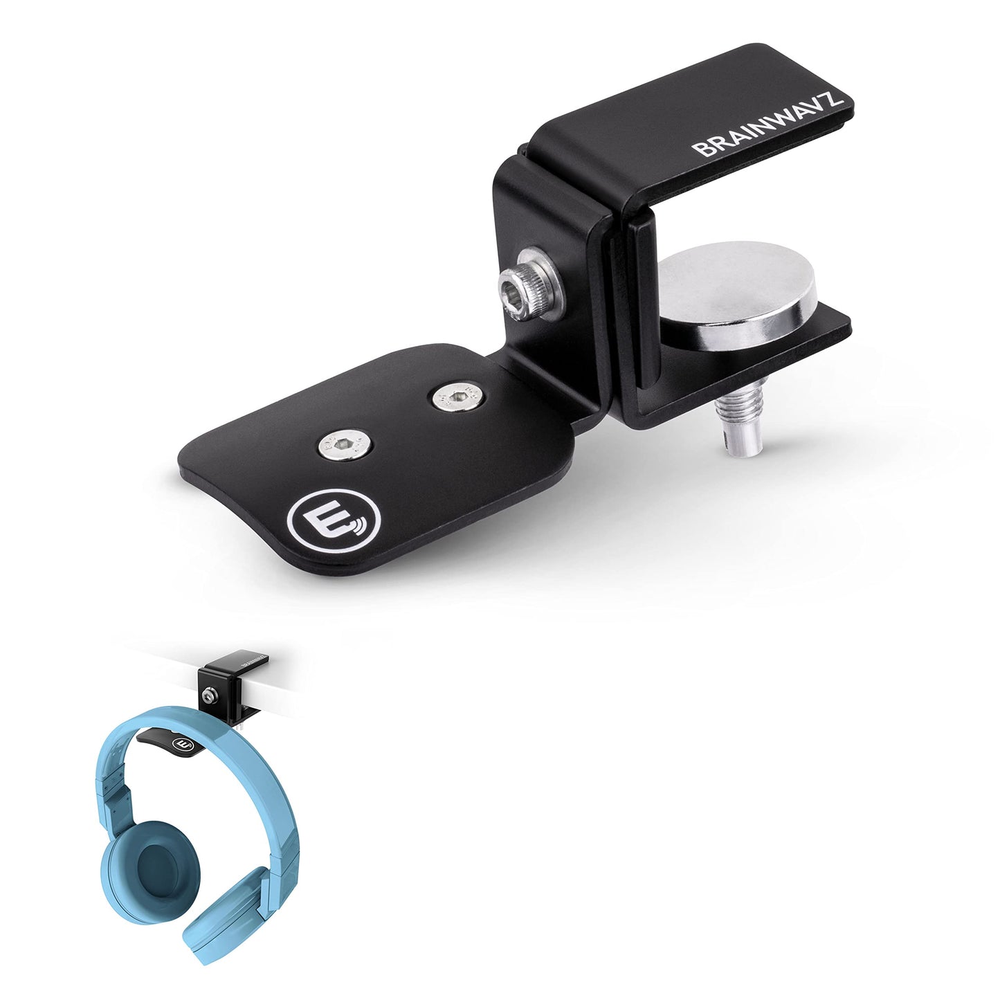 BRAINWAVZ Hengja - The Desk Headphone Stand Hanger Mount, All Metal, Rotatable Mount, PC & Gaming Headset Holder