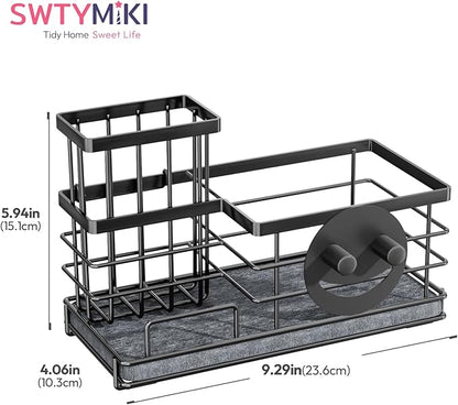 SWTYMIKI Kitchen Sink Caddy Organizer, Quick Dry Smiley Face Sponge Holder