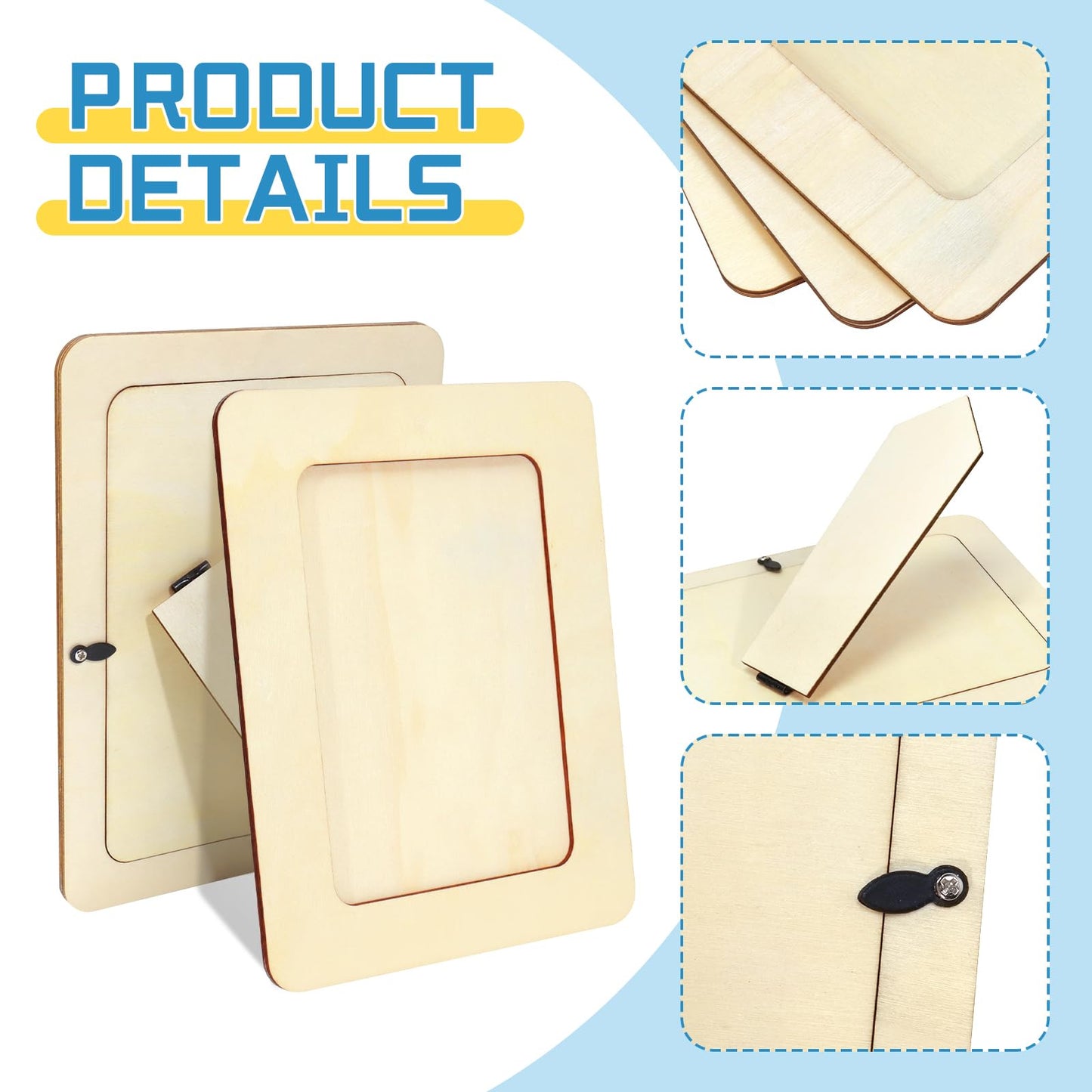 VOKOY 25 Pack Wooden Picture Frames for Crafts, 4" x 6" Photos DIY Wood Frames for Crafting,Unfinished Standing Photo Frames,DIY Frame Crafts Wood Decorate for Father's Day Birthday Party Gifts