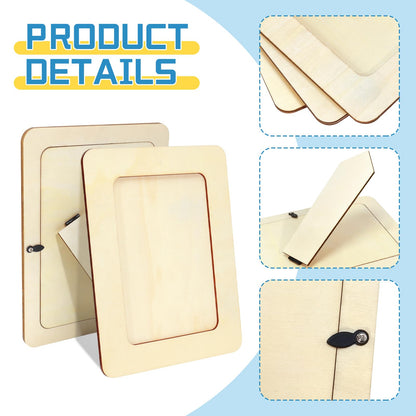 VOKOY 25 Pack Wooden Picture Frames for Crafts, 4" x 6" Photos DIY Wood Frames for Crafting,Unfinished Standing Photo Frames,DIY Frame Crafts Wood Decorate for Father's Day Birthday Party Gifts