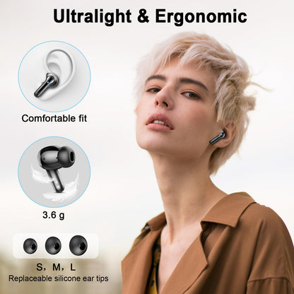 Wireless Earbuds, 2026 3D-Stereo Bluetooth 5.4 Headphones Deep Bass Ear Bud, 4 ENC Noise Cancelling Mic, 40+Hrs USB-C Earphones, IP-X7 Waterproof Headset for Sport Workout Gym Laptop Pad Android iOS