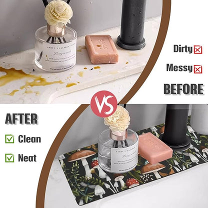 Sink Faucet Absorbing Mat, 2 Pack Drying Mat Around Faucet Sink Splash Guard
