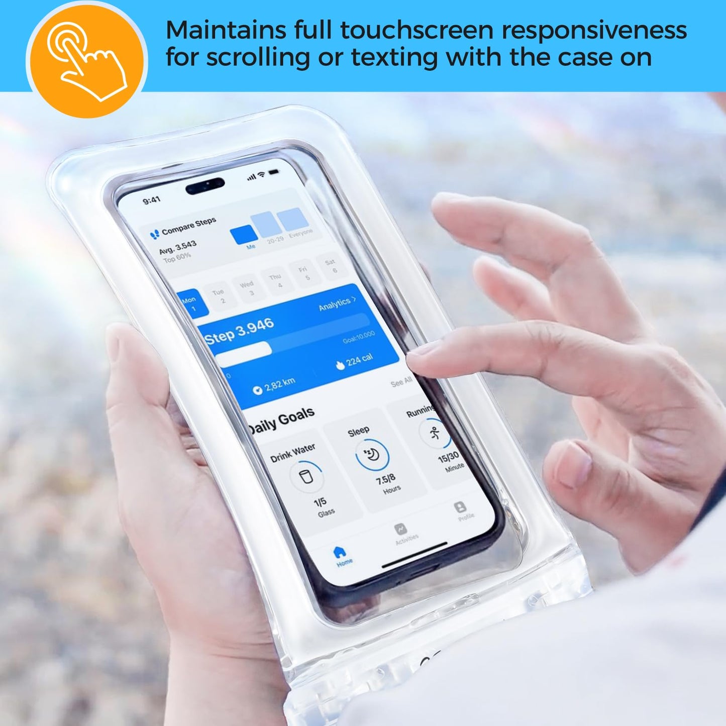 ProCase [Floatable] 2 Pack Floating Waterproof Phone Pouch Up to 7", IPX8 Underwater Phone Case Dry Bag for iPhone 16 15 14 13 12 11 Pro Max Xs Max XR X 8 7 Plus SE/Galaxy S24 S23 S22 -Clear