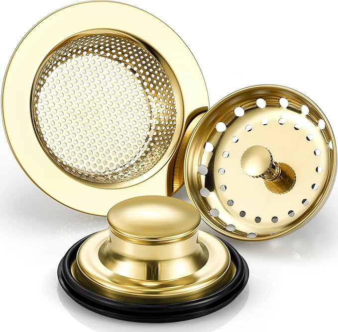 Mudder 3 Pcs Kitchen Sink Drain Strainer and Stopper Stainless Steel Garbage