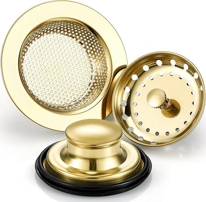 Mudder 3 Pcs Kitchen Sink Drain Strainer and Stopper Stainless Steel Garbage