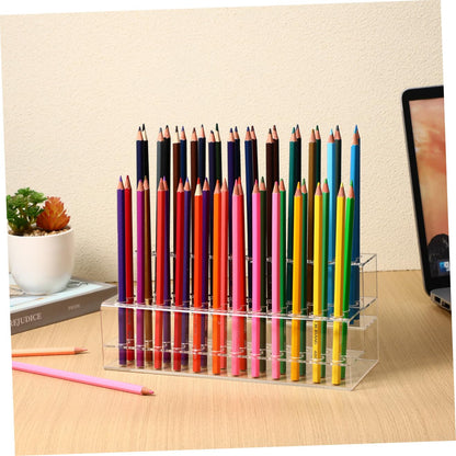 Luxshiny Pen Holder Storage Box 9.44X4.13X3.54In Desktop Organizer with Multi-Slot Design for Pens Pencils Makeup Brushes Crayons Office School Desk Accessories