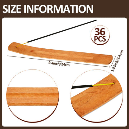Cunhill 36 Pieces Handmade Wooden Incense Stick Holder Wood Incense Burner Ash Holder Trays for Sticks Home Utilities Accessories and Buddha Hall