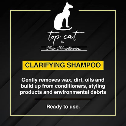 Chris Christensen Top Cat Clarifying Shampoo for Cats, Groom Like a Professional, Gently Removes Dirt & Oils, Great for All Coat Types, Made in USA, 16 oz
