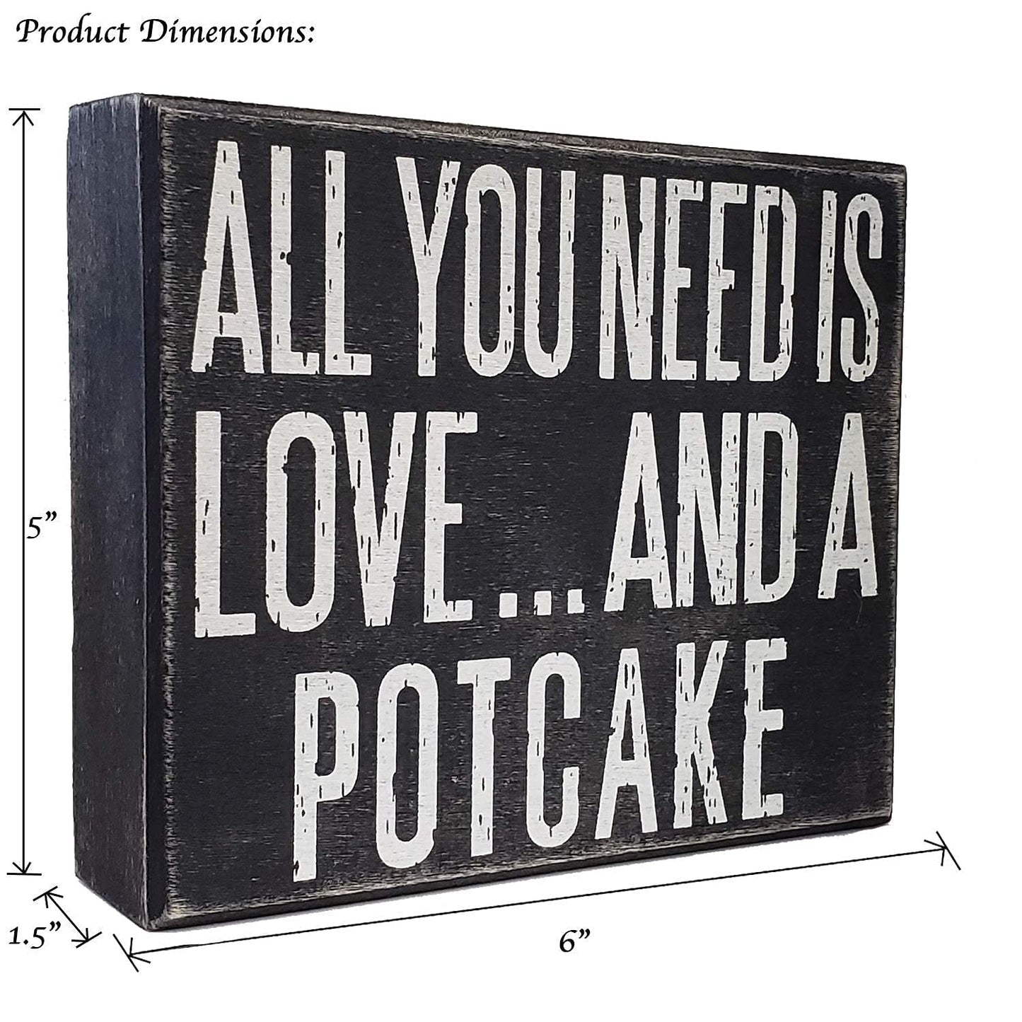 JennyGems Potcake Dog Gifts, All You Need Is Love and a Potcake Rustic Wooden Sign, Shelf Decor and Wall Hanging