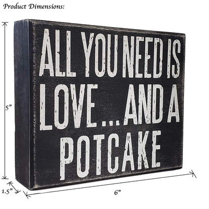 JennyGems Potcake Dog Gifts, All You Need Is Love and a Potcake Rustic Wooden Sign, Shelf Decor and Wall Hanging