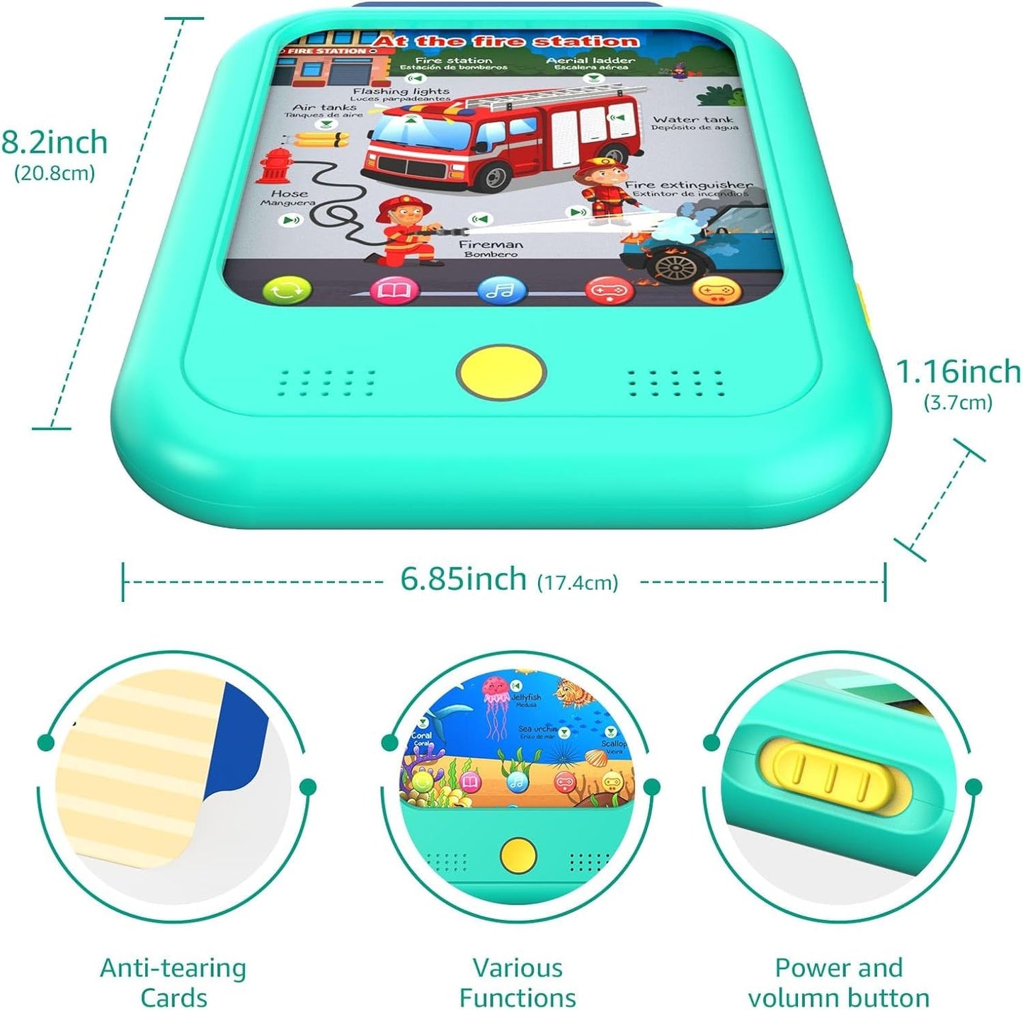 Kids Learning Tablet Educational Learning Pad for Toddlers 2-5 to Learn Alphabets, Numbers, Foods, Time, Music, Talking Cards for Toddlers，Learning Educational Toy Kids Gifts
