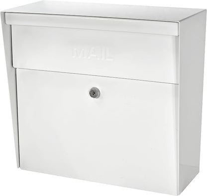 Mail Boss 7169 Metro Locking Security Wall Mount Mailbox, Alpine White