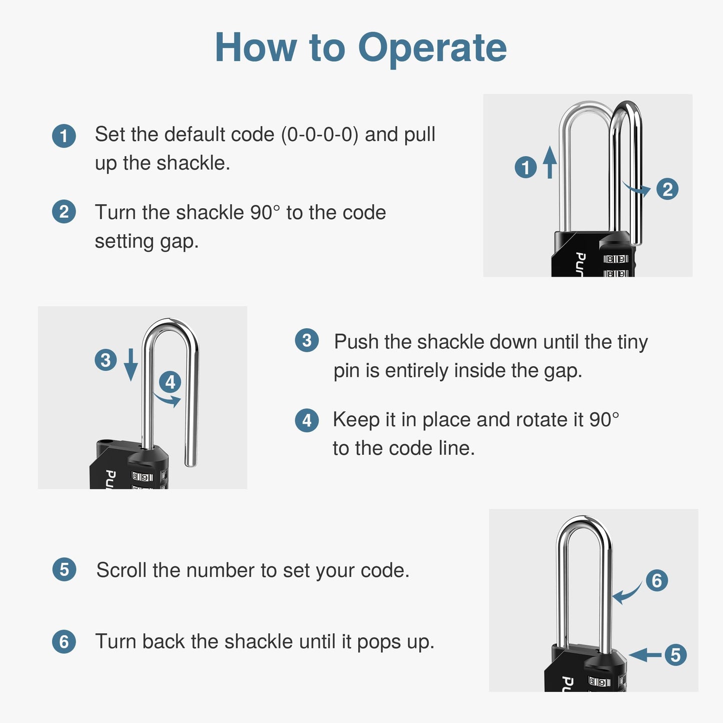 Puroma 2 Pack 2.6 Inch Long Shackle Combination Lock 4 Digit Outdoor Waterproof Padlock for School Gym Locker, Sports Locker, Fence, Gate, Toolbox, Case, Hasp Storage (Black)