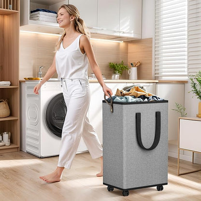 Laundry Basket with Wheels, Collapsible Laundry Baskets, Laundry Hamper with