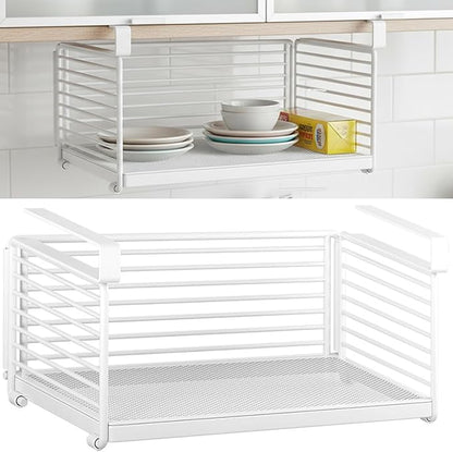 Under Shelf Storage Basket, Metal Wire Slide -in Under Cabinet Organizer