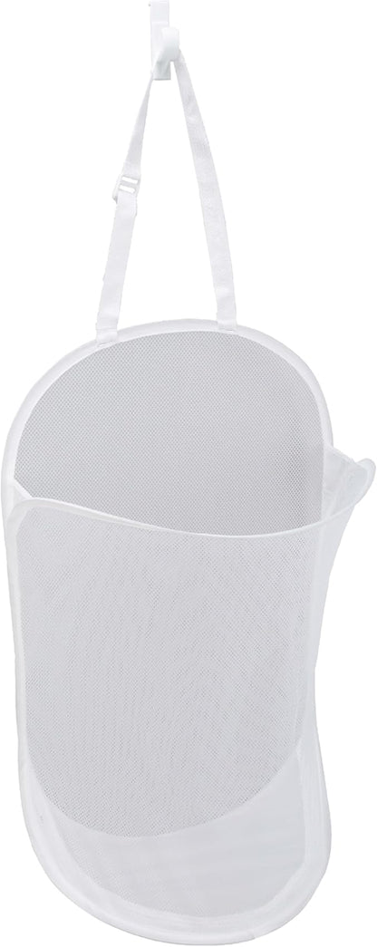 Smart Design Deluxe Mesh Over The Door Pop Up Hamper w/ Hook & Adjustable Strap