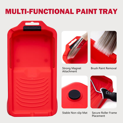 Mister Rui 11-Piece Foam Paint Roller Kit, 4-Inch Roller with Ergonomic Handle, Magnetic Paint Tray & Liners, High-Density Foam Covers with Brush, Painting Supplies for Walls, Cabinets, and Trim