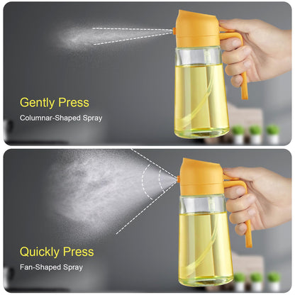 With Stickers 16oz Olive Oil Sprayer for Cooking - 2 in 1 Spray & Pour Olive Oil Dispenser - 470ml Glass Spray Oil Bottle - Kitchen Gadgets