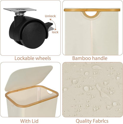 Laundry Basket with Wheels, 100L Hampers