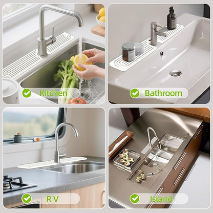 Stone Faucet Mat for Kitchen Sink, Diatomite Quick Dry Kitchen Sink Splash Guard