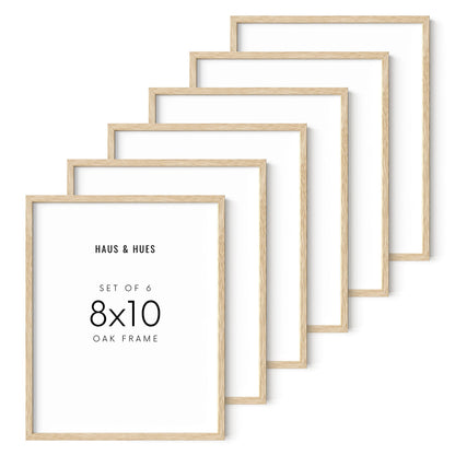 HAUS AND HUES Beige Oak Wood 8x10 Picture Frame - Modern Wood Wall Art Display - Lightweight 8x10 Frame for Art Prints, Photos, Posters - Ready-to-Hang Vertically & Horizontally (Set of 6)