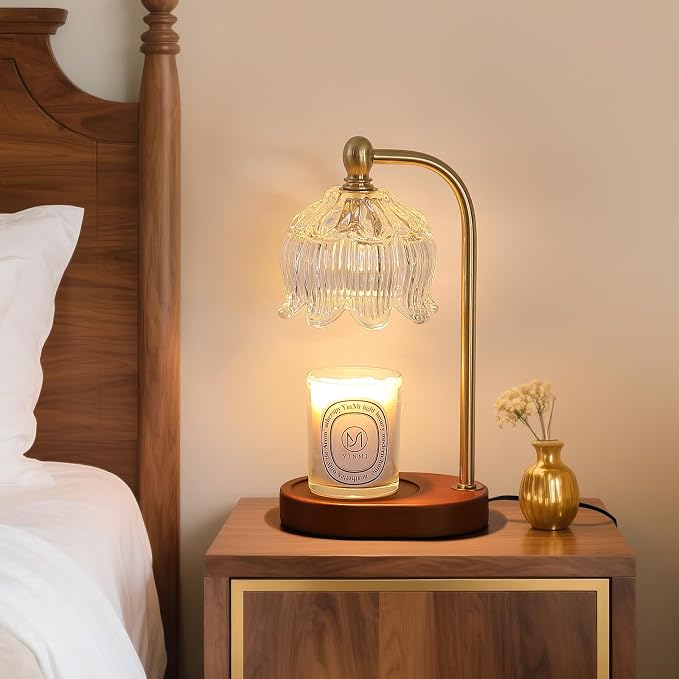 MEIXISUE Candle Warmer Lamp with Timer Dimmable,Antique Brass Candle Lamp,Wax Melt Warmer Light for Jar Candles,Mother's Day/Birthday Gifts for Mom/Wife,Home Decor Lamp,with 2 Bulbs
