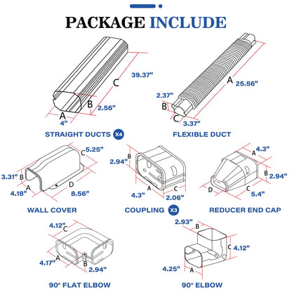 LyPrem 16.5Ft Mini Split Line Set Cover 4" PVC Line Cover Kit for Mini Split and Central Air Conditioner & Heat Pump