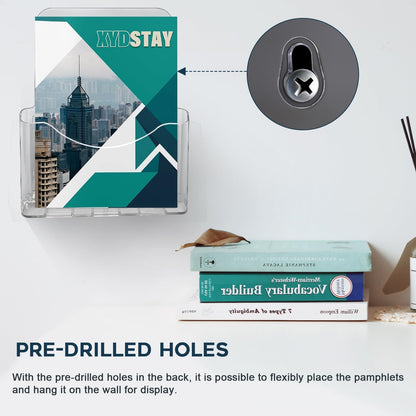 xydstay Acrylic Brochure Holder 4x9 Inches and 8.5x11 Inches combination set (2 Packs of Each Size),Pamphlet Holder Flyer Holder,Display Stand,Table Signs Plastic Paper Holder for Office, Home, Store