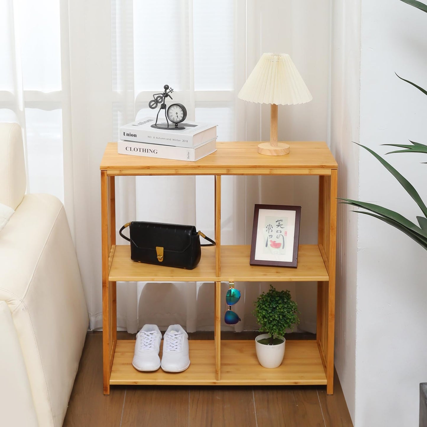 BAMHIGHS 2025 Upgraded 2x2 Cube Storage Shelf - Premium Kallax Alternative | Eco-Friendly Bamboo Bookshelf | Heavy-Duty Organizer for Living Room, Nursery & Office