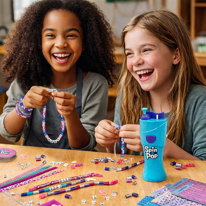 Imagimake Spin n Pop DIY Bracelet Making Kit | Make 10 Friendship Bracelets | Cool Birthday Gift for Tween & Teen Girls | Creative Art & Craft Kits for Kids Age 8,9,10,11,12