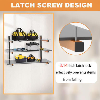 Lumber Rack Wall Mount, Heavy Duty Wood Storage Racks, 9-Level System Garage Shelving, 1080 Lbs Capacity Organizer Shelves, Folding Orange Brackets, 6 Pack Hanging Metal Shelf for Indoor and Outdoor