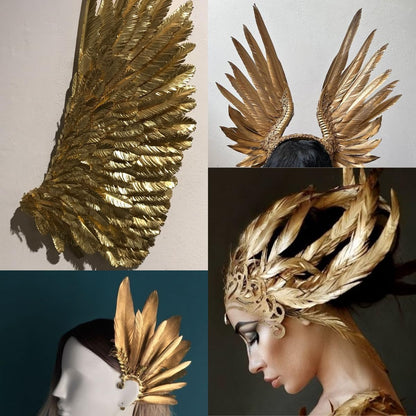WENCELYL Gold Feather 6styles 30pcs Natural Goose Swan Feathers for Wedding Party Decoration DIY Crafts Halloween Performances Accessories