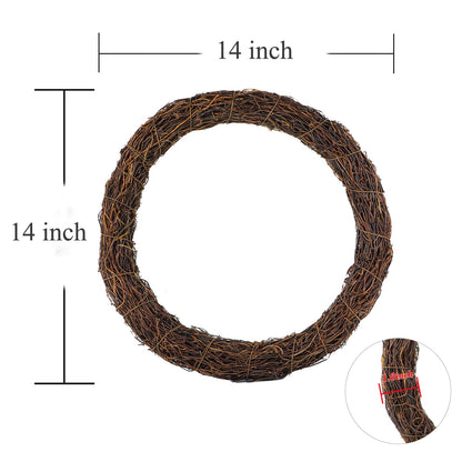Temfmy Natural Grapevine Wreath for Crafts - 14 Inch Round Rattan Twig Wreath Base - DIY Wreaths Making Supplies for Decor - 2 Pack