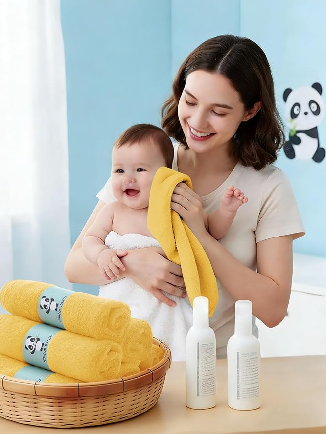 HIPHOP PANDA Baby Washcloths, Rayon Made from Bamboo