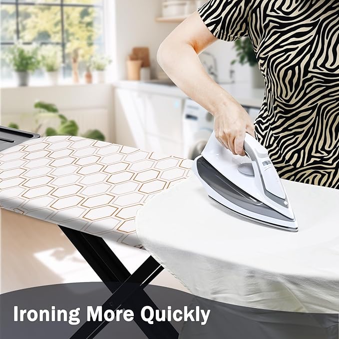 SheeChung Ironing Board Cover and Pad 15"x49", Cotton Cover and Thick Padding