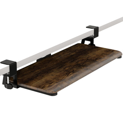 ERGOMAKER Keyboard Tray Under Desk, Pull Out Keyboard Tray with C Clamp Mount, 25.6" (29.7" Including Clamps) x 11.8" Slide-Out Platform Computer Drawer for Typing, Keyboard & Mouse Tray, Rustic Brown