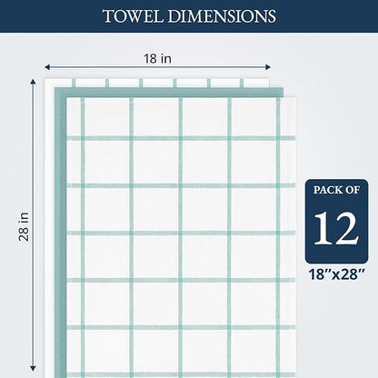 LANE LINEN Kitchen Towels & Dishcloths Set of 12-100% Cotton, Quick-Drying 18”
