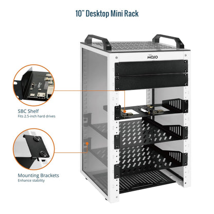 Tecmojo 9U Network Rack, 10 inch Mini Server Rack with 2 Side Translucent Panels & 2 Top Handles, 7.87 inch Deep, for 10 inch IT Equipment & A/V Devices, White