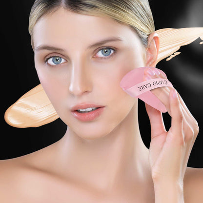 6 Pcs Triangle Powder Puff with 2 Travel Cases, Setting Powder Puffs for Face, Velour Makeup Puff for Loose Powder Body Powder, Blender Sponge Foundation Blending Sponges Beauty Tools