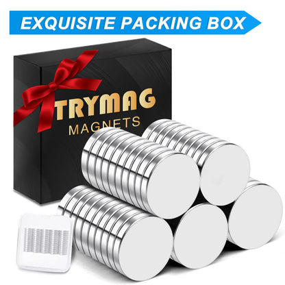 TRYMAG 50Pcs Super Strong Neodymium Magnets, 15x3mm Small Round Fridge Rare Earth Magnets for Crafts, Tiny Neodymium for Whitboard, Dry Erase Board, DIY, Scientific Models, Office