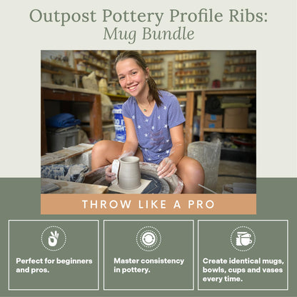 OUTPOST POTTERY Profile Ribs - Precision Pottery Rib Tools Made W/Durable PLA for Consistent Shapes, Floating Designs & Accurate Craft - Texture & Trimming Tools (Angular Bundle)