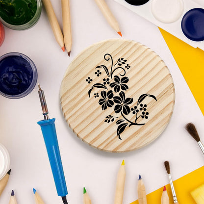 Dicunoy 24 PCS Unfinished Wood Coasters, 4 Inch Round Blank Wood Coaster for Crafts with 96 PCS Foam Knots for DIY Mosaic, Laser Cutting Engraving, Painted, Pyrography, Arts