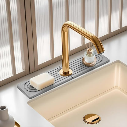 Faucet Mat for Kitchen Sink, Diatomite Quick Drying Tray, Long 23.6'' Kitchen