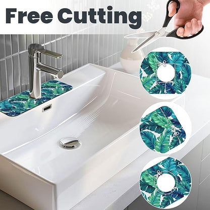Green Tropical Palm Leaf Summer Kitchen Sink Splash Guard Faucet Mat 1 Pcs