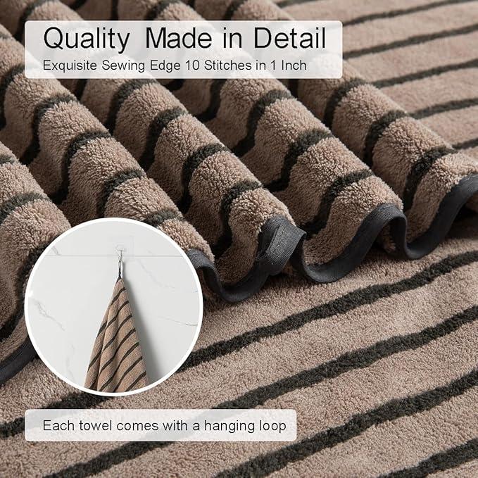 Oliven 2 Piece Brown Cabana Stripe Hand Towels